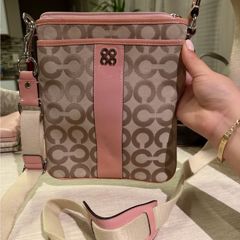 Pink and Brown Crossbody Bag